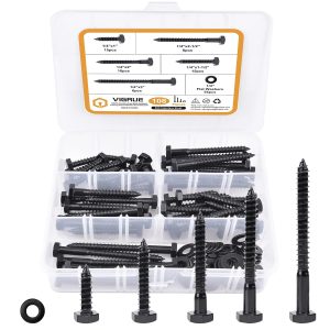 VIGRUE  Hex Lag Screws Heavy Duty Wood Screws Washers,Size (1/4 x1''-3'')