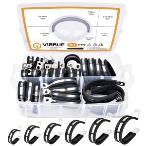 VIGRUE 53Pcs 304 Stainless Steel Cable Clamps Assortment Kit
