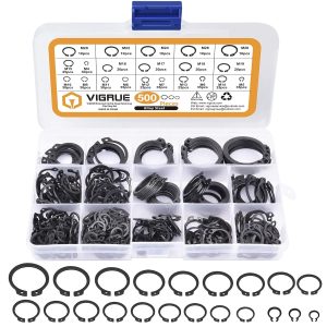 VIGRUE 500Pcs M4-M28 Alloy Steel Circlip Snap Retaining Clip Rings Set