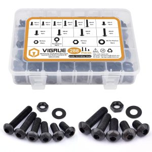 VIGRUE 288Pcs Fully Threaded Button Head Hex Socket Kit,Fully Threaded M6 M8 Size