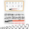 VIGRUE 115PCS 6-28.6mm Stepless Hose Clamp with Ear Clamp Clamp Set Sliver