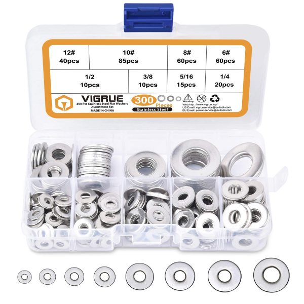 VIGRUE 300Pcs Flat Washers Hardware Set