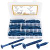 VIGRUE 210Pcs Blue Cement Screws,Carbon Steel Cross Hatch Flat Head,Length 1-1/4" to 2-3/4"