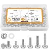 VIGRUE 135Pcs M6 Flanged Hex Head Bolts,Stainless Steel (M6-1.0 x 12/16/20/25/30mm)