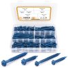 VIGRUE 175Pcs Blue Cement Screws, Slotted Hex Flat Head, 1022A In Carbon Steel