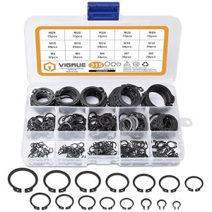 VIGRUE 315Pcs Carbon Steel Circlip Retaining Clip Sets Black