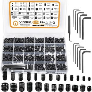 VIGRUE 1105Pcs Metric & SAE Set Screw Assortment Kit, M3 to M8 and 1/8-40 to 5/16-18