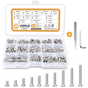 VIGRUE 400Pcs M4 Screws Hex Button Head Socket Cap Screws Nuts Set,Size(M4x5/6/8/10/12/14/16/18/20/25mm)