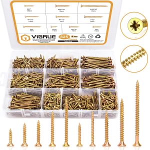 VIGRUE 825Pcs #6#8#10 Self Tapping Screw Assortment,Zinc Plated Carbon Steel Screws