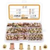 VIGRUE 150Pcs Rivet Nuts Assortment Kit,Flat Head Threaded Insert Nut Assort Set Yellow
