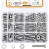 VIGRUE 408pcs M5 M6 M8 Hex Metric Fully Thread Bolts and Nuts Assortment Kit