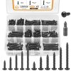 VIGRUE 260Pcs 304 Stainless Steel Material #6#8 Self-Tapping Screws Black