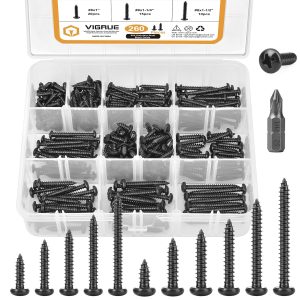 VIGRUE 260Pcs 304 Stainless Steel Material #6#8 Self-Tapping Screws Black