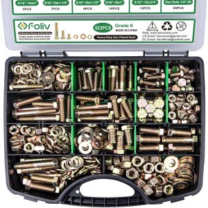 FOLIV 523Pcs Grade 8 Heavy Duty Hex Bolts Nut and Bolt Sets
