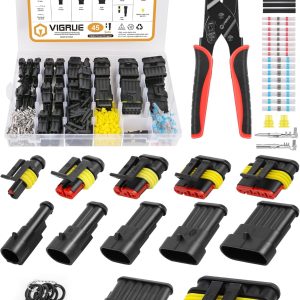 VIGRUE 45 Kits 22-16 AWG 1/2/3/4/6Pin Waterproof Car Electrical Wire Connector Terminals Plug Kit