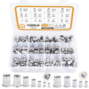 VIGRUE 230Pcs Rivet With Nut Helix Kit, Flat Head 304 Stainless Steel