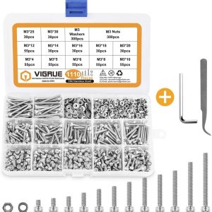 VIGRUE 1110Pcs M3 4-30mm Hexagon Socket Head Screw Kit Sliver