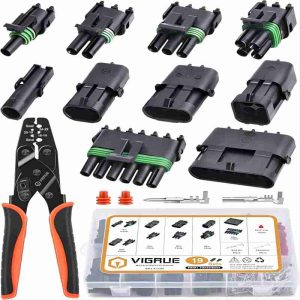 VIGRUE 18-14AWG Ratcheting Waterproof Wire Connector, 1/2/3/4/6 Pin Weatherproof Kit Connector