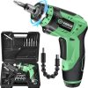 VIGRUE Cordless Rechargeable Screwdriver Set Green,Rechargeable Electric Screwdriver with LED Light, Flexible Shaft