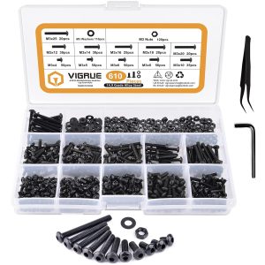 VIGRUE 610Pcs 14.9 Grade Alloy Steel M3 Button Hex Head Cap Screws Set, Size (M3 x 4-25mm)