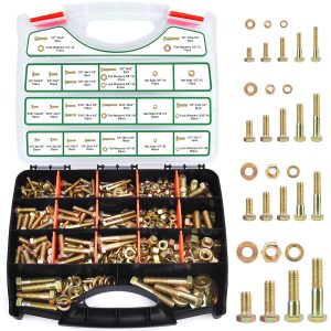 FOLIV 772Pcs Grade 8 Heavy Duty Bolts and Nuts Kit,Sizes(1/4-20 5/16-18 3/8-16 1/2-13)