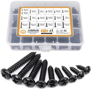VIGRUE 410Pcs #4#6#8#10 Phillips Pan Head Sheet Metal Screws Self Tapping Wood Screws Assortment Kit