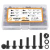 VIGRUE 200Pcs 10.9 Alloy Steel Flanged Hex Head Bolts Serrated Flange Nuts Washers,Size(M6-1.0 x 12/16/20/25/30mm)