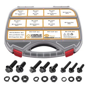 VIGRUE 330Pcs M6 M8 M10 Bolt Metric Flange Hex Bolts Nuts Kit