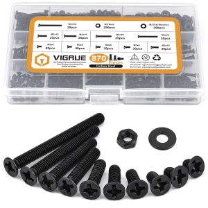 VIRGUE 870Pcs Flat Head Phillips Machine Screws