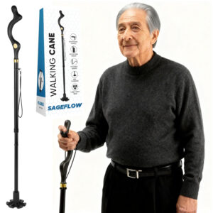 SAGEFLOW Crutches for old Men and Women - Special Balancing Stick, Folding, Portable, Designed for elderly individuals with limited mobility, providing assistance for their walking.